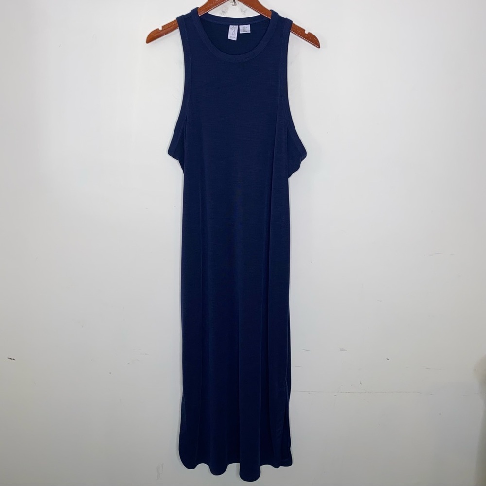 Joie XL Ribbed Navy Blue Very Soft Sleeveless Maxi Dress with Side Slits